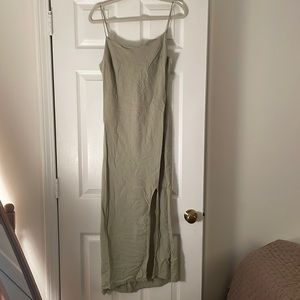 ASOS DESIGN linen cami maxi dress in khaki